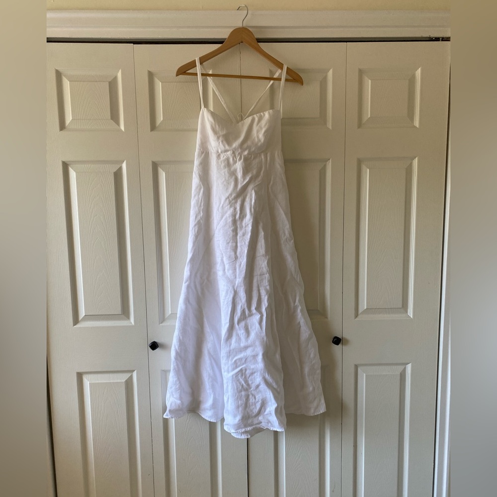 Reformation Linen Maxi with Tied Straps (white)